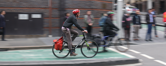 Bike rider separated bike lane Sydney